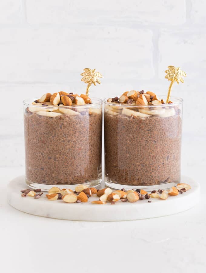 two cups of chia seed pudding