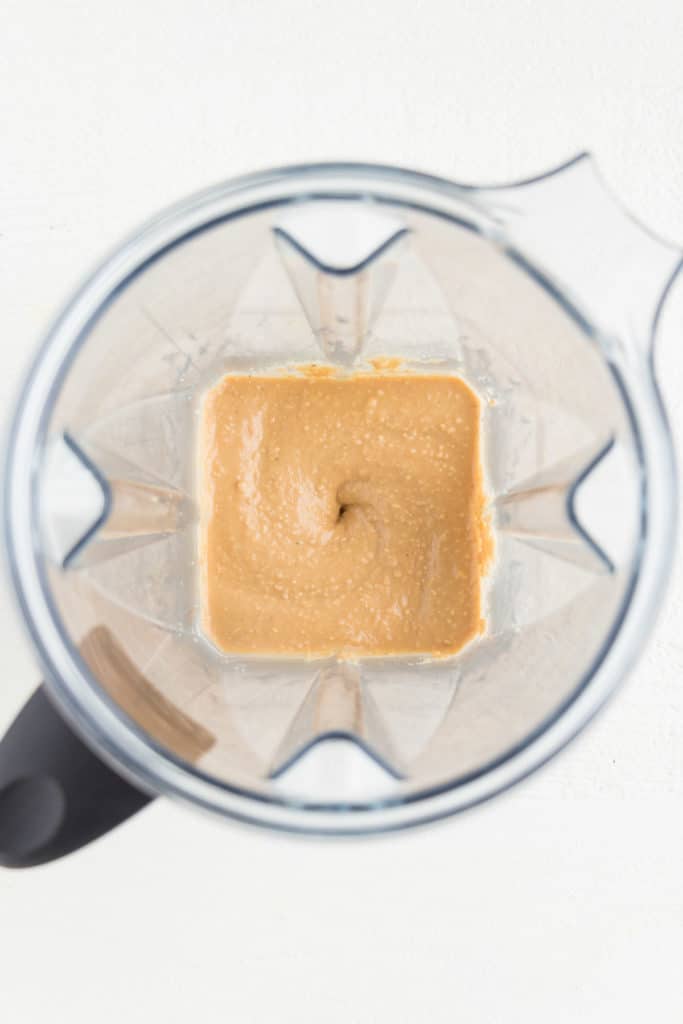 smooth peanut butter inside a blender