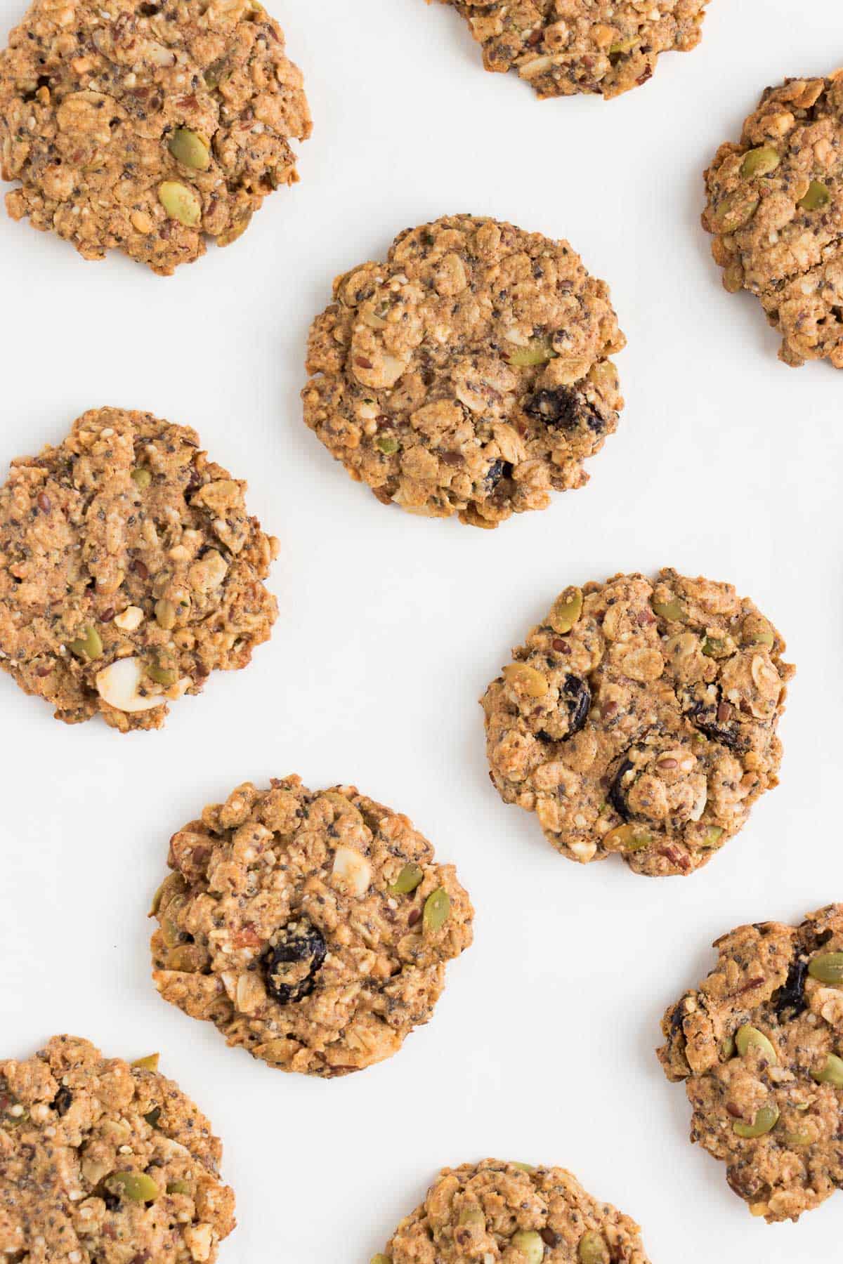 superfood breakfast cookies on a white surface