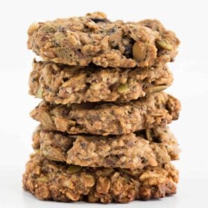 five superfood breakfast cookies stacked on each other