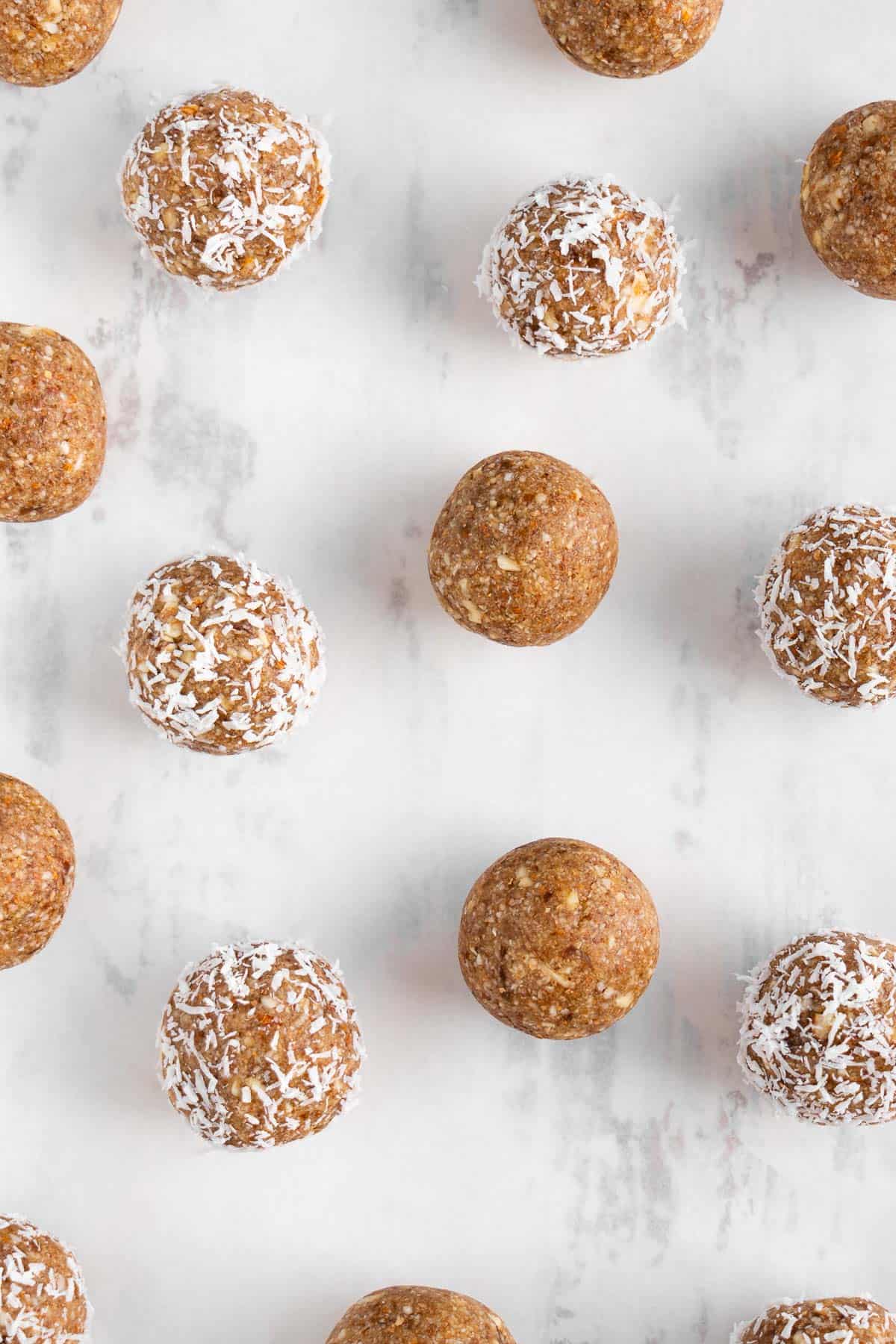 energy balls on a white surface