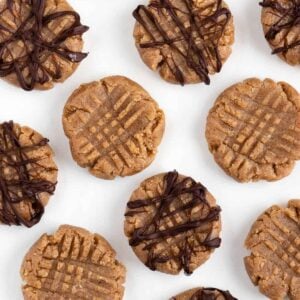 no bake almond butter cookies on a white surface