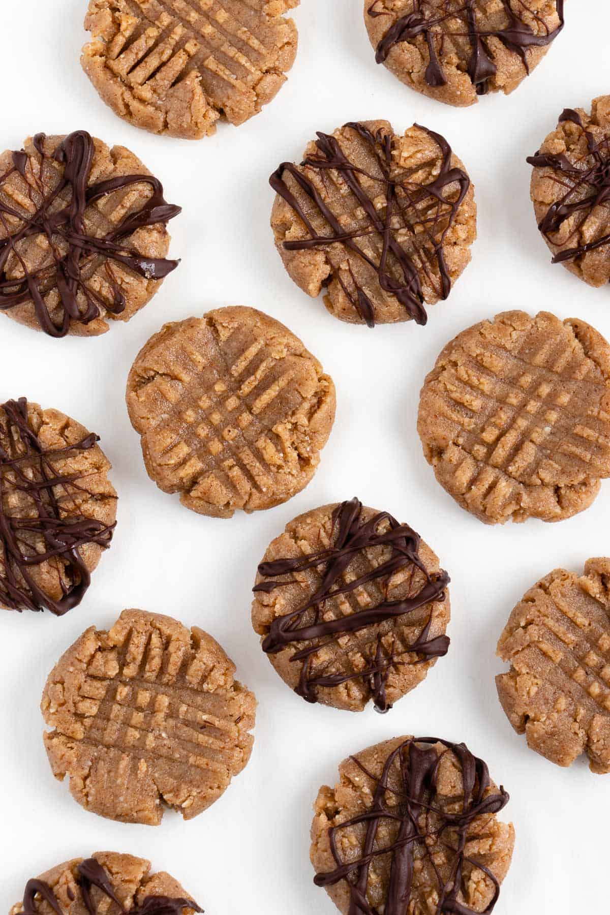 no bake almond butter cookies on a white surface