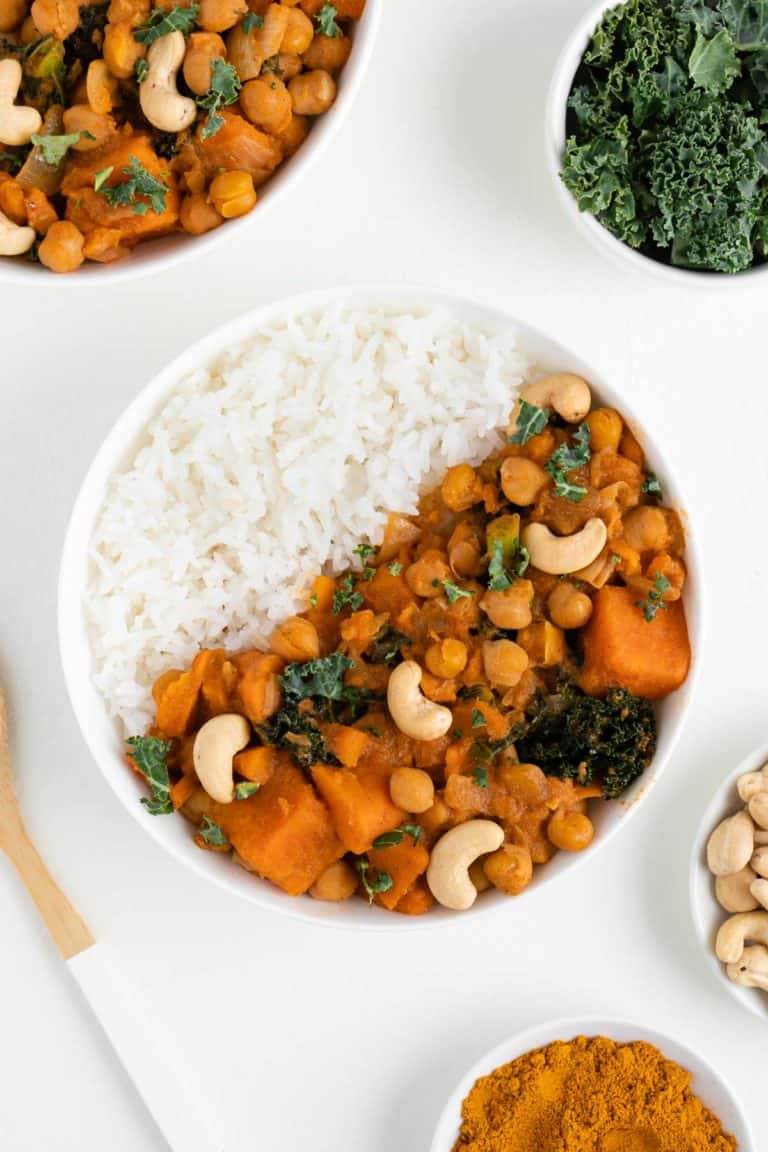 Sweet Potato, Kale, and Chickpea Curry - Purely Kaylie