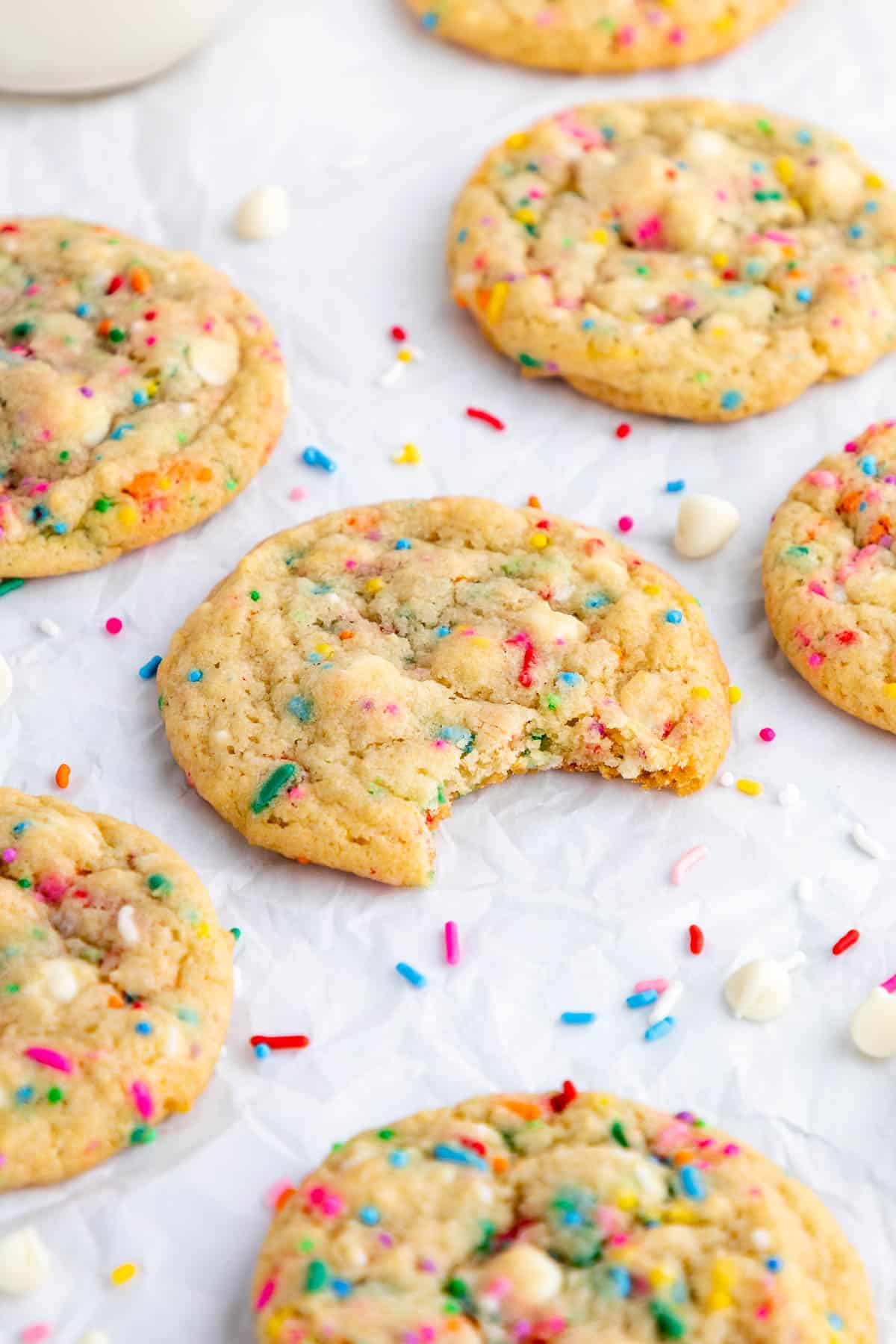 vegan chocolate chip cookie dough with rainbow sprinkles