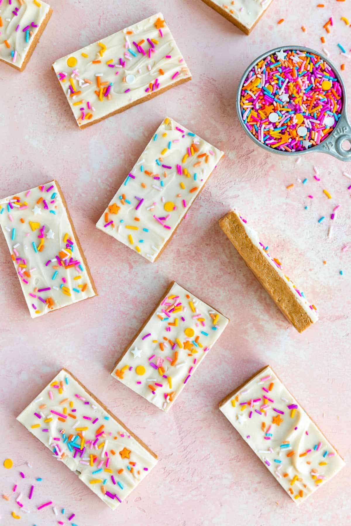 vegan birthday cake protein bars with sprinkles