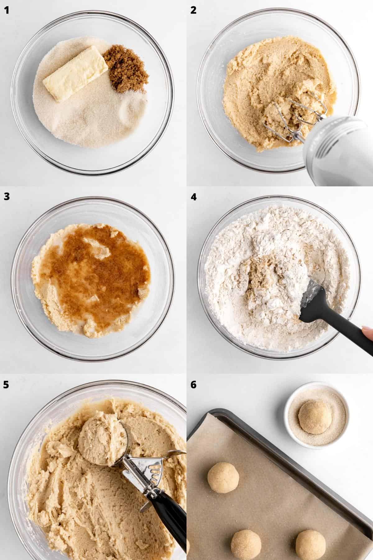 a photo collage preparing vegan sugar cookie dough