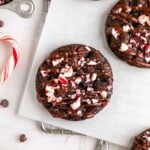 vegan chocolate peppermint cookies with crushed candy canes