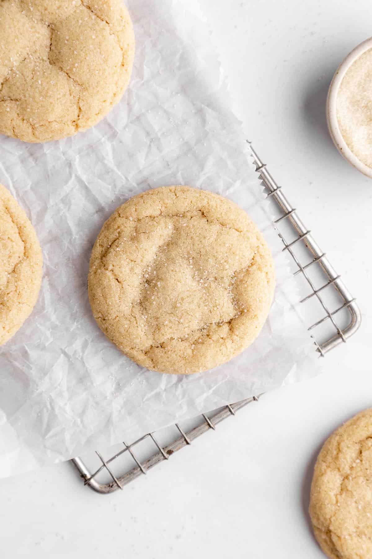 vegan sugar cookies on a wire cooling rack