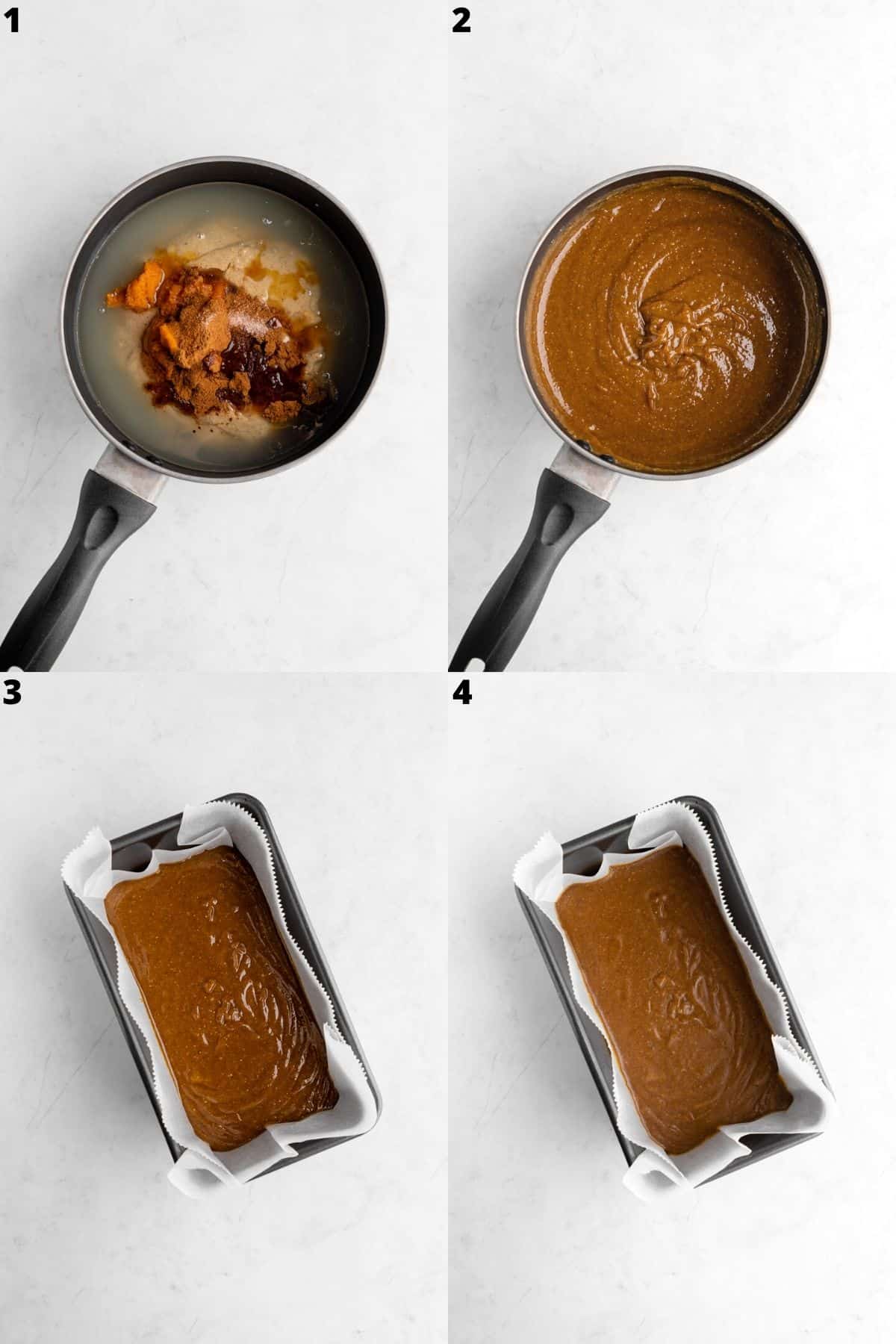 a photo collage showing how to make vegan pumpkin pie fudge