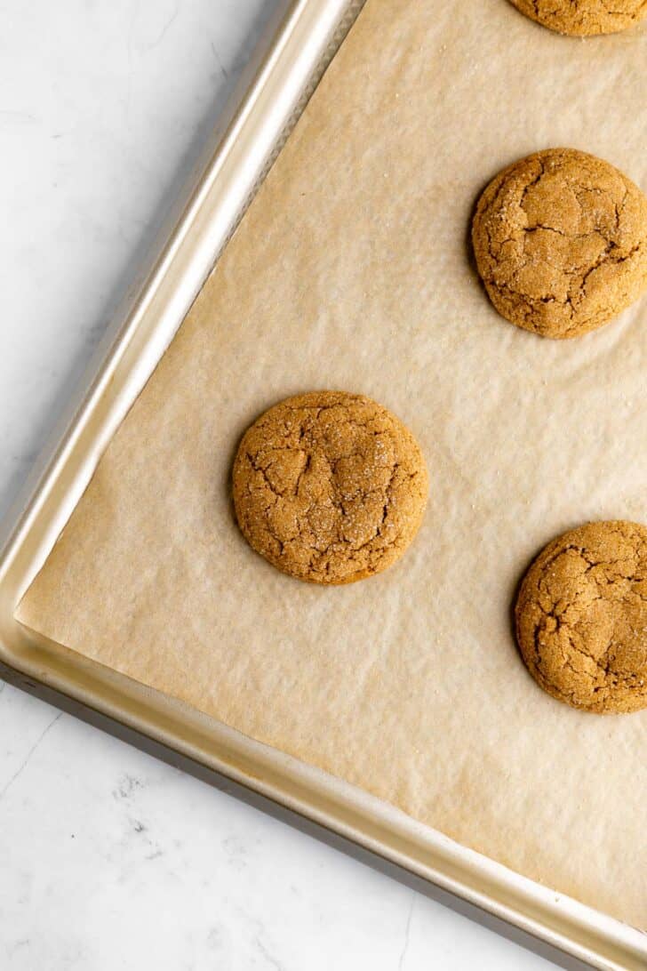 vegan brown sugar cookies on a baking sheet
