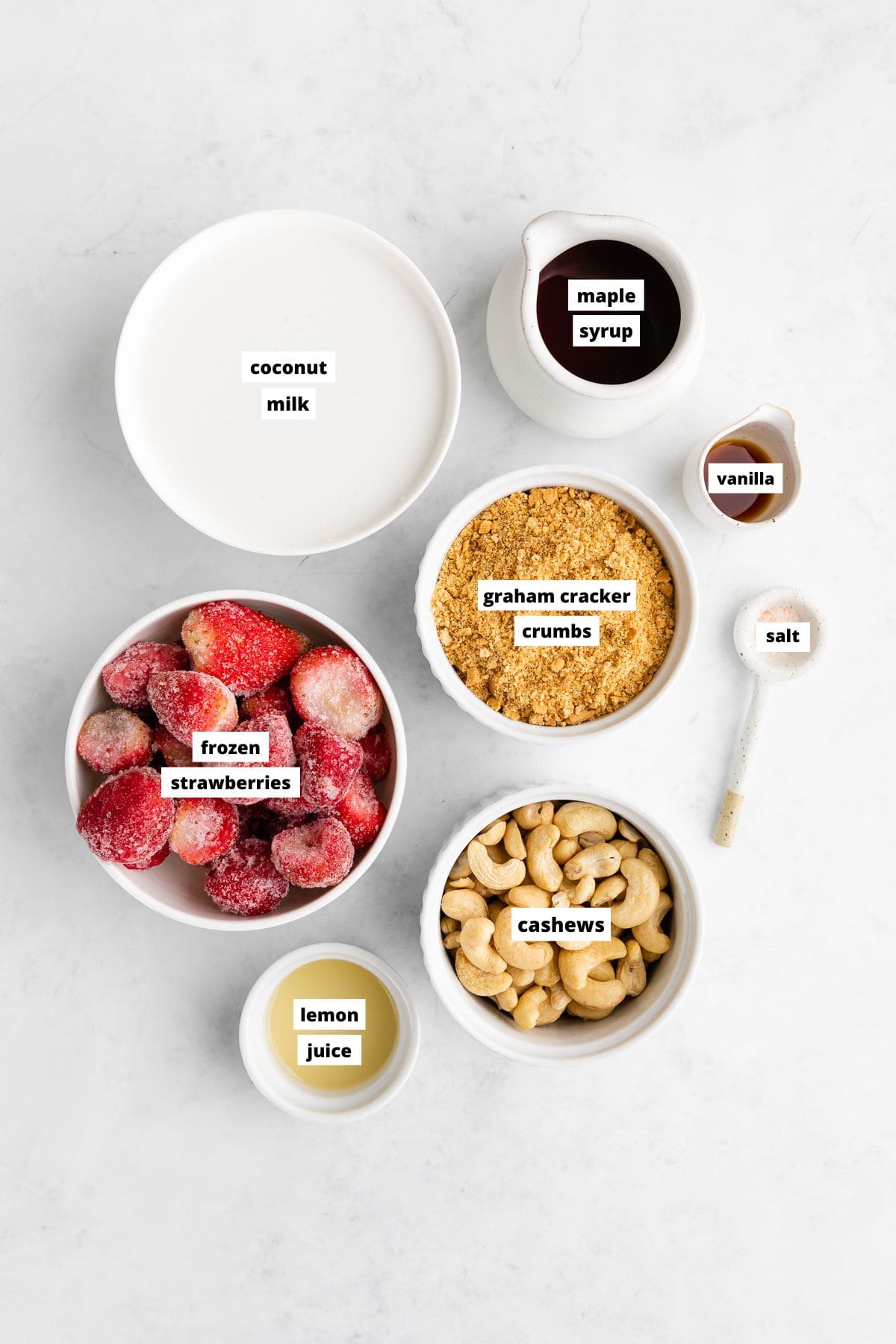 ingredients for vegan strawberry cheesecake popsicles