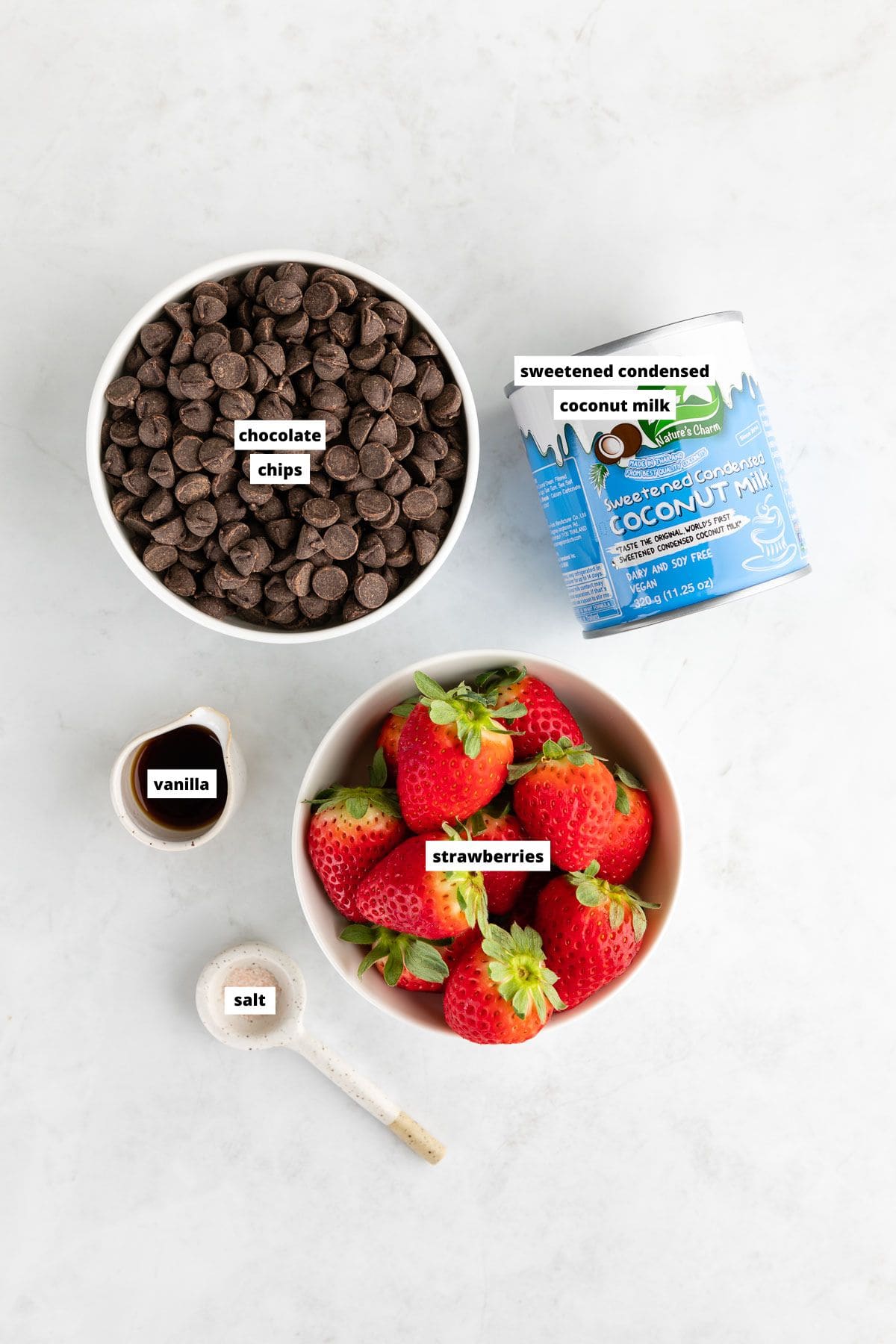 ingredients for vegan chocolate strawberry fudge