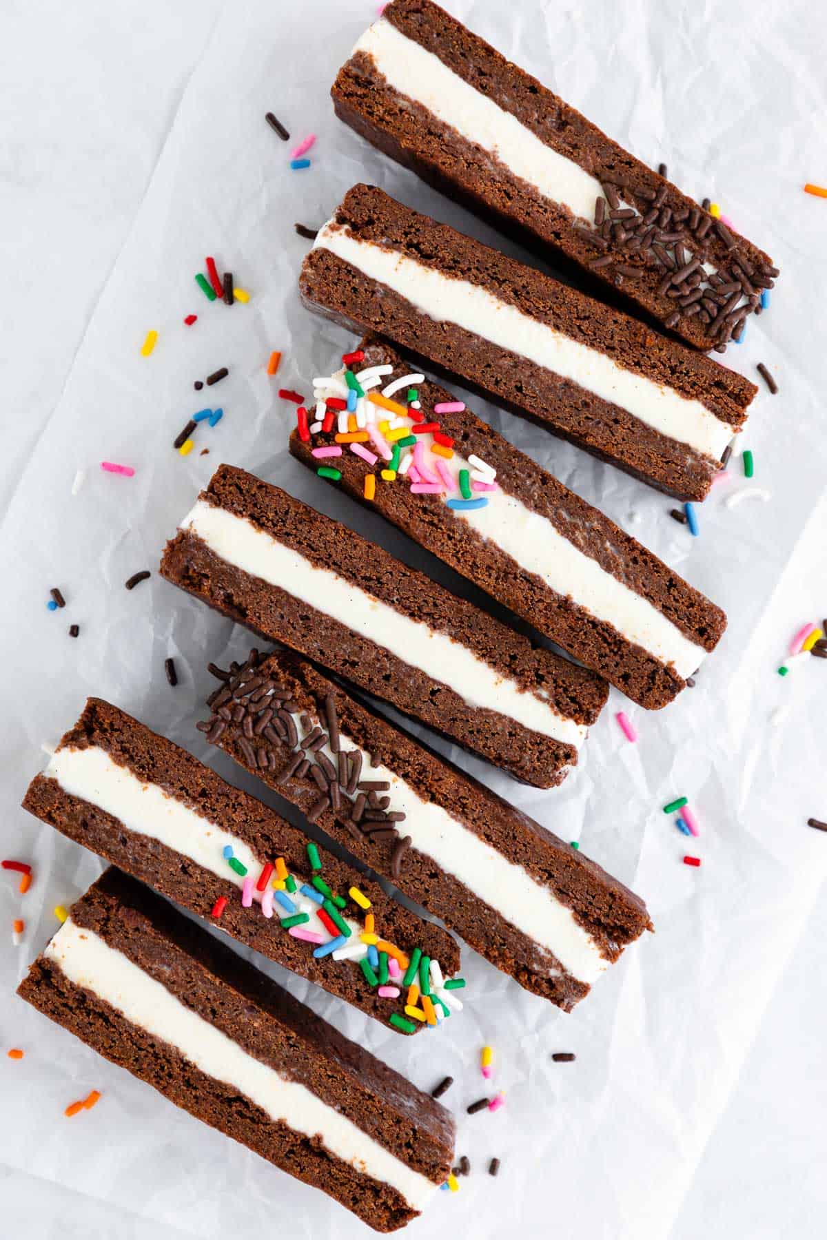 vegan homemade ice cream sandwiches with coconut milk ice cream and sprinkles